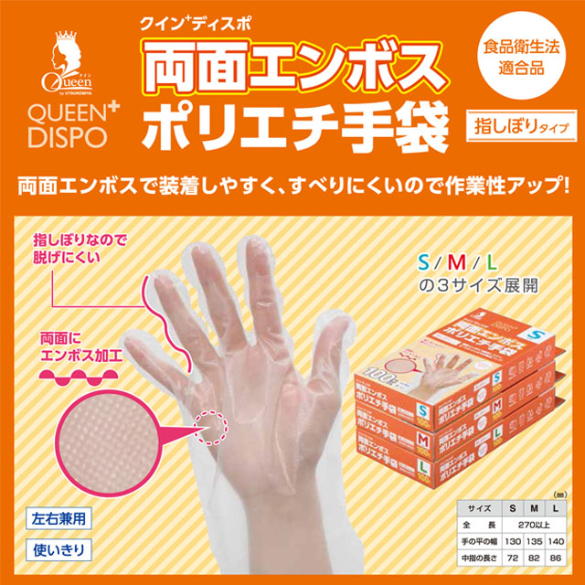 楽天市場 使い捨て手袋 ポリエチレン手袋 耐薬品性 食品加工 清掃 介護 100枚入 S M L 2015